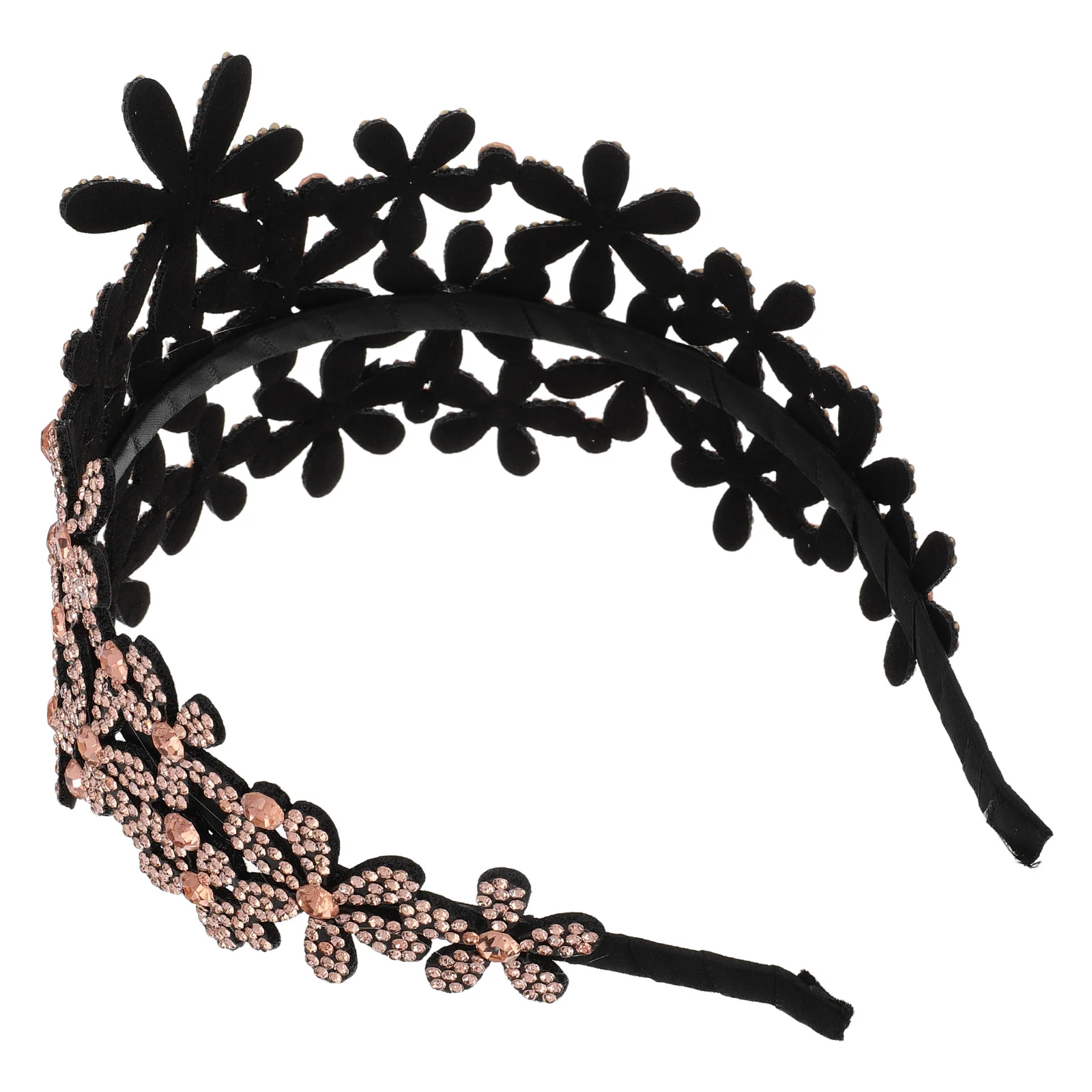 

Широкая повязка на голову с цветком и стразами для женщин, модная блестящая повязка для волос, нескользящая свадебная вечеринка, головной убор, аксессуар для волос