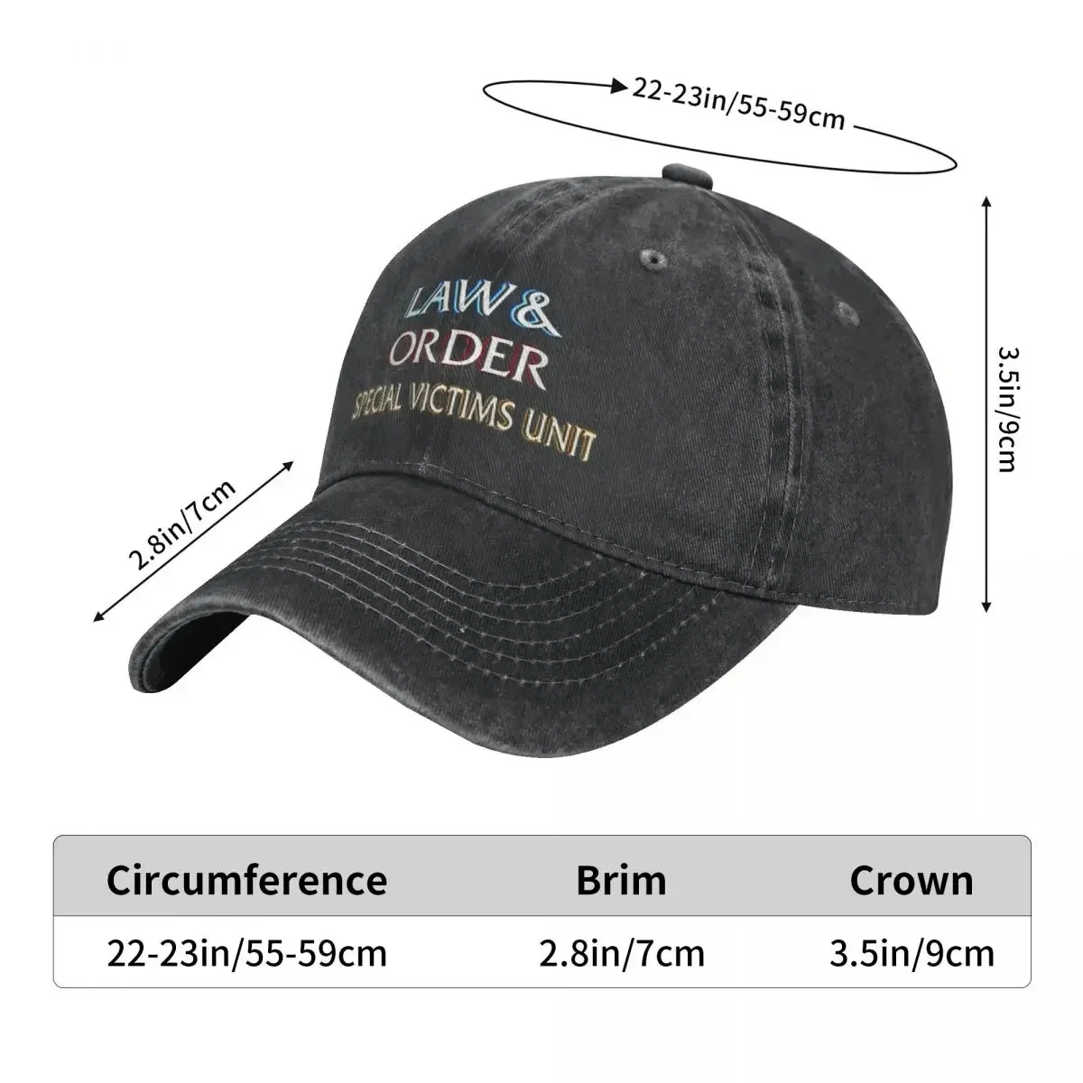 New Vintage Law And Order Logo Baseball Caps Unisex Distressed Denim Washed Casquette Dad Hat Vintage Movie Outdoor Summer Caps