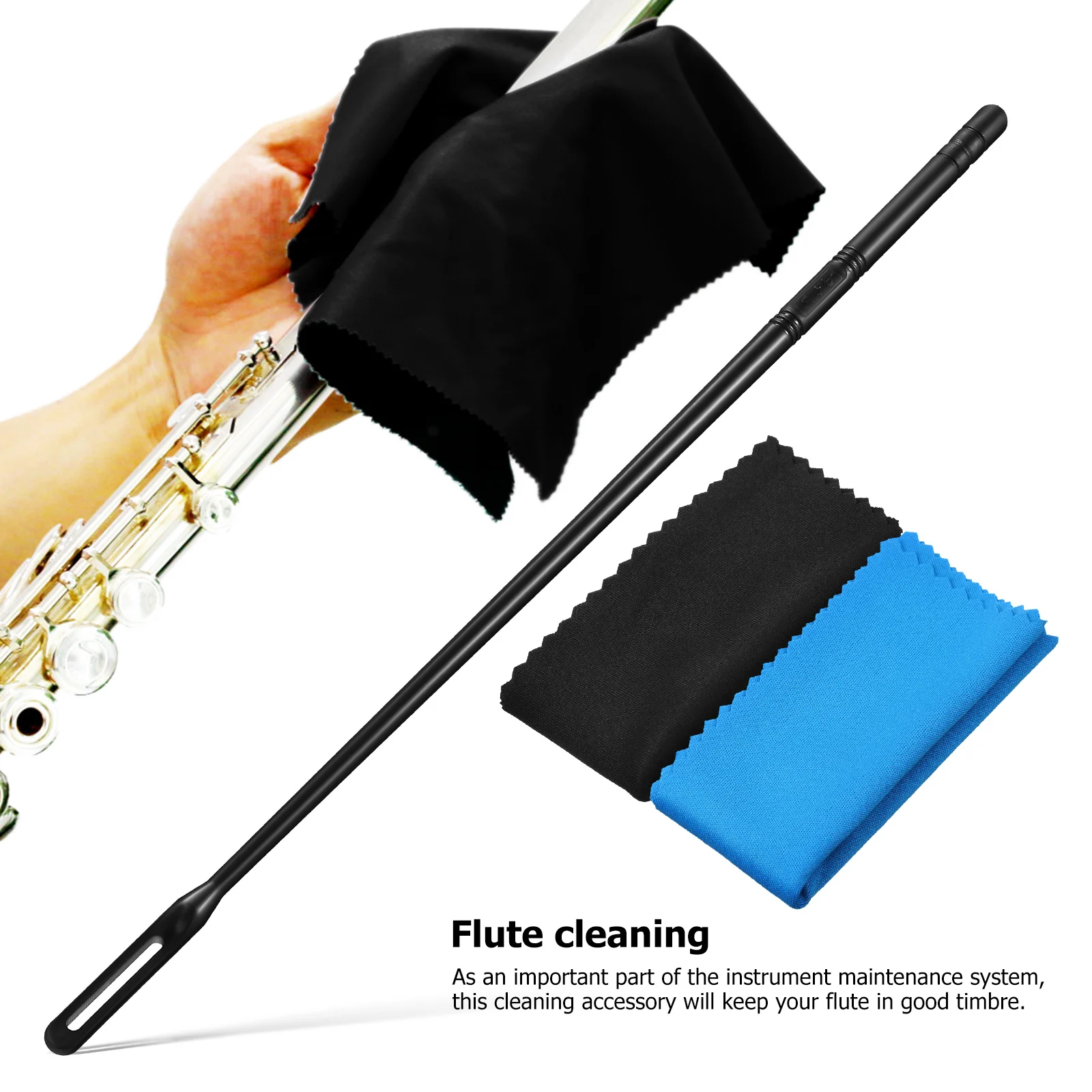 

2 Pcs Cleaning Stick Flute Accessories Cloths Tarnishing for Swabs Rod Instrument Maintenance
