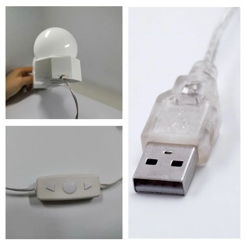 Lampu Rias LED 4 Bohlam Pengisap Portabel Lampu Cermin Rias Lampu Dinding Rias Lampu Meja Rias Lampu Cermin