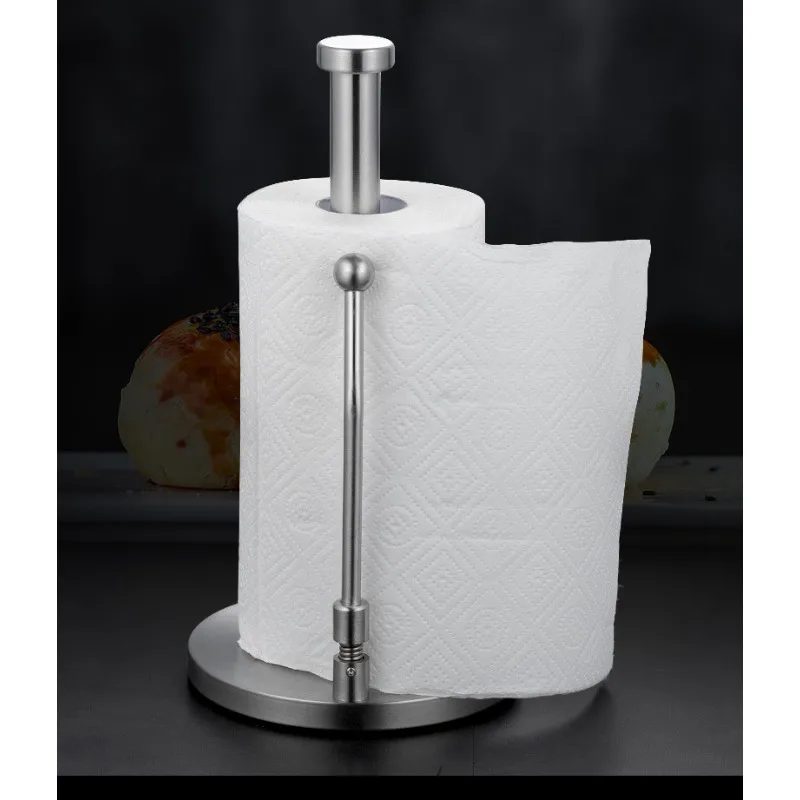 Stainless Steel Tissue Holder Roll Paper Holder Vertical Paper Holder Creative Kitchen Tissue Holder No Punching Holder