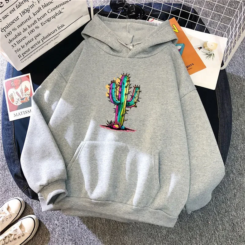 

Men Women Cool Cactus Print Hoodies for Spring Outdoors Loose Sport Wear Casual Couple Long Sleeve Sweaters