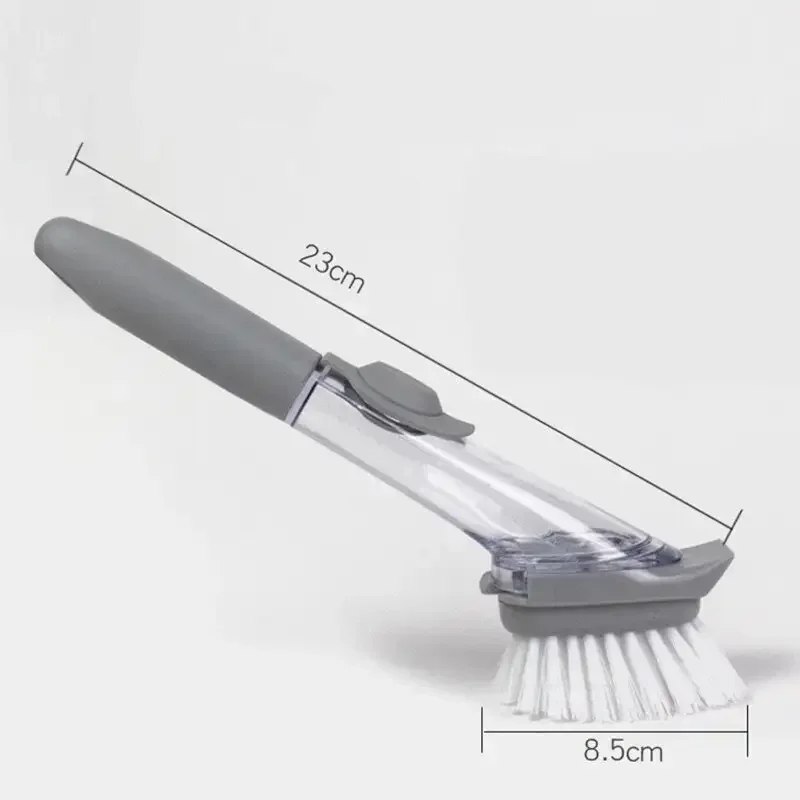 Kitchen Long Handle Cleaning Brush Dish Bowl Washing Sponge Liquid Dispenser Kitchen Cleaner Tool