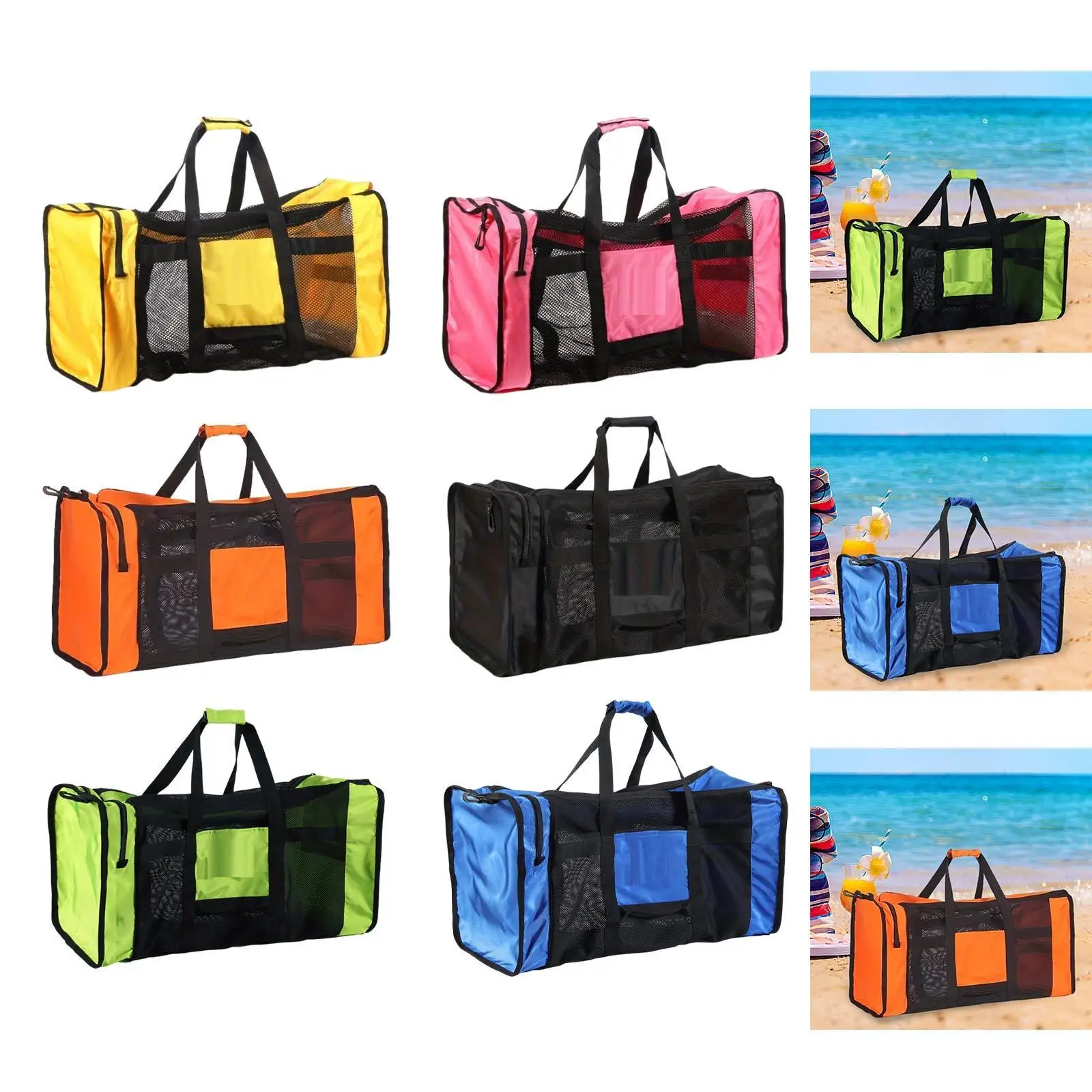 Quick Dry Mesh Duffle Bag for Snorkeling Fins and Dive Regulator Gear Compact Foldable Beach Tote for Swimming Pool