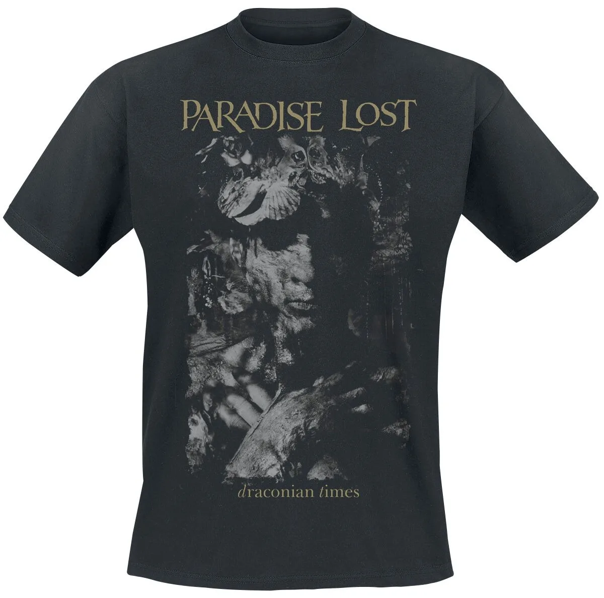 Paradise Lost Draconian Times Tee, Doom Metal T-Shirt with Album Cover Print & Band Logo, Band Fan Merch