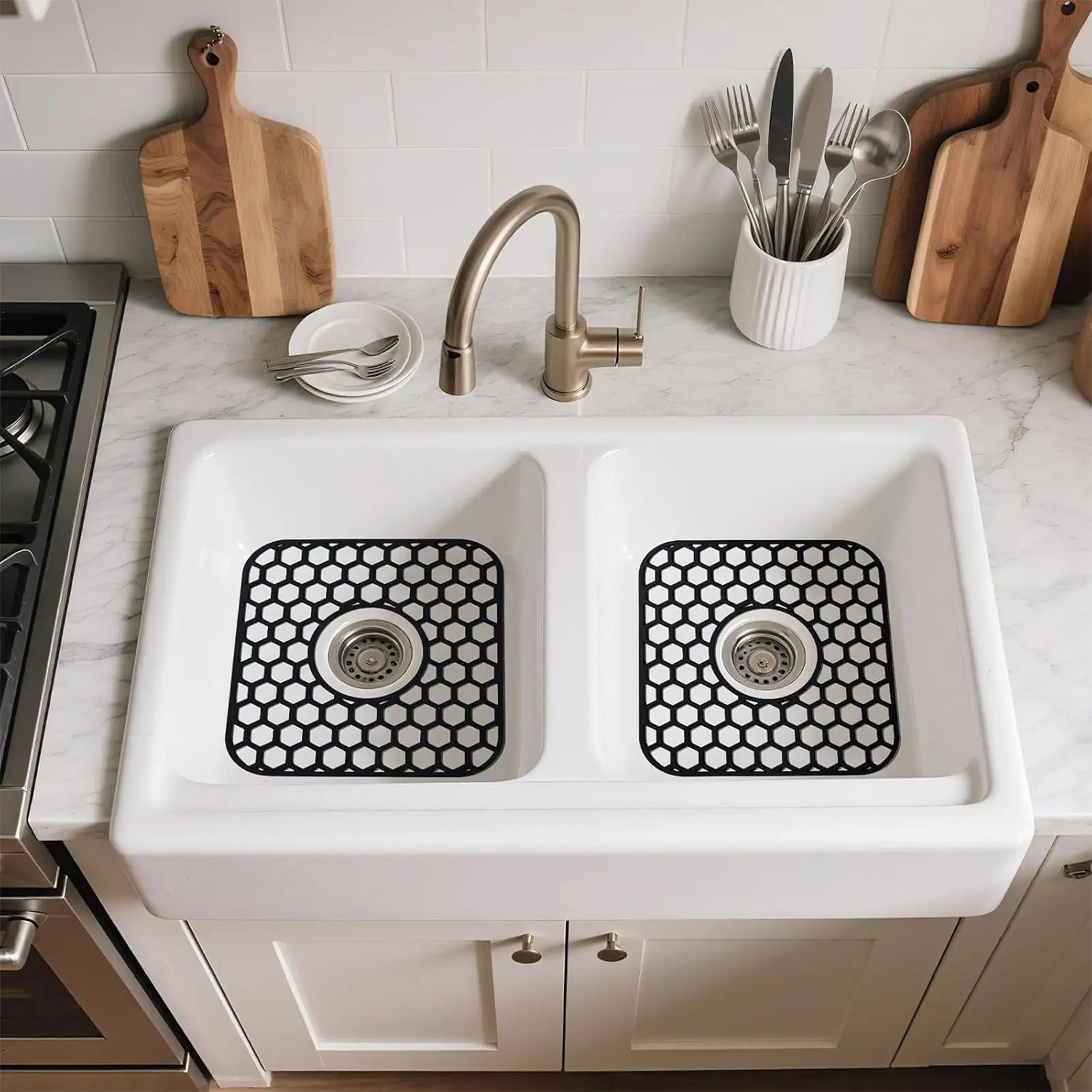 

Коврик для раковины, силиконовый сливной коврик для посуды, нескользящий термостойкий защитный коврик для стойки, 12x11 дюймов, для кухни, прачечной, ванной комнаты