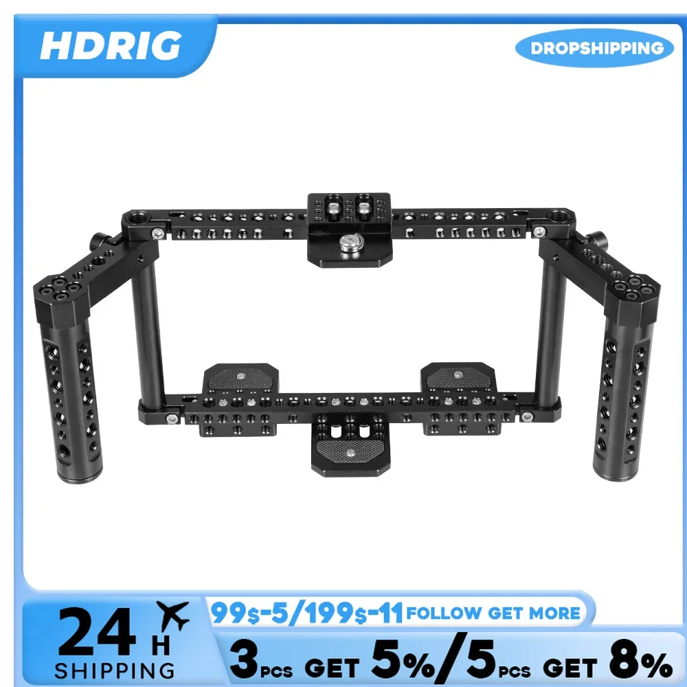 

HDRIG универсальная клетка для монитора камеры 7 дюймов с двойными ручками для крепления камеры аксессуары для фотосъемки