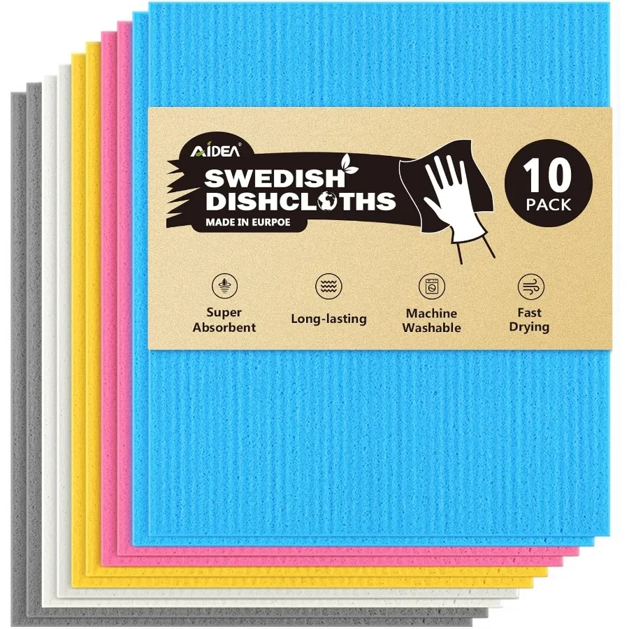 

Шведские салфетки для кухни-10PK, впитывающая губка, тряпка для мытья посуды, многоразовые бумажные полотенца, салфетки для посуды