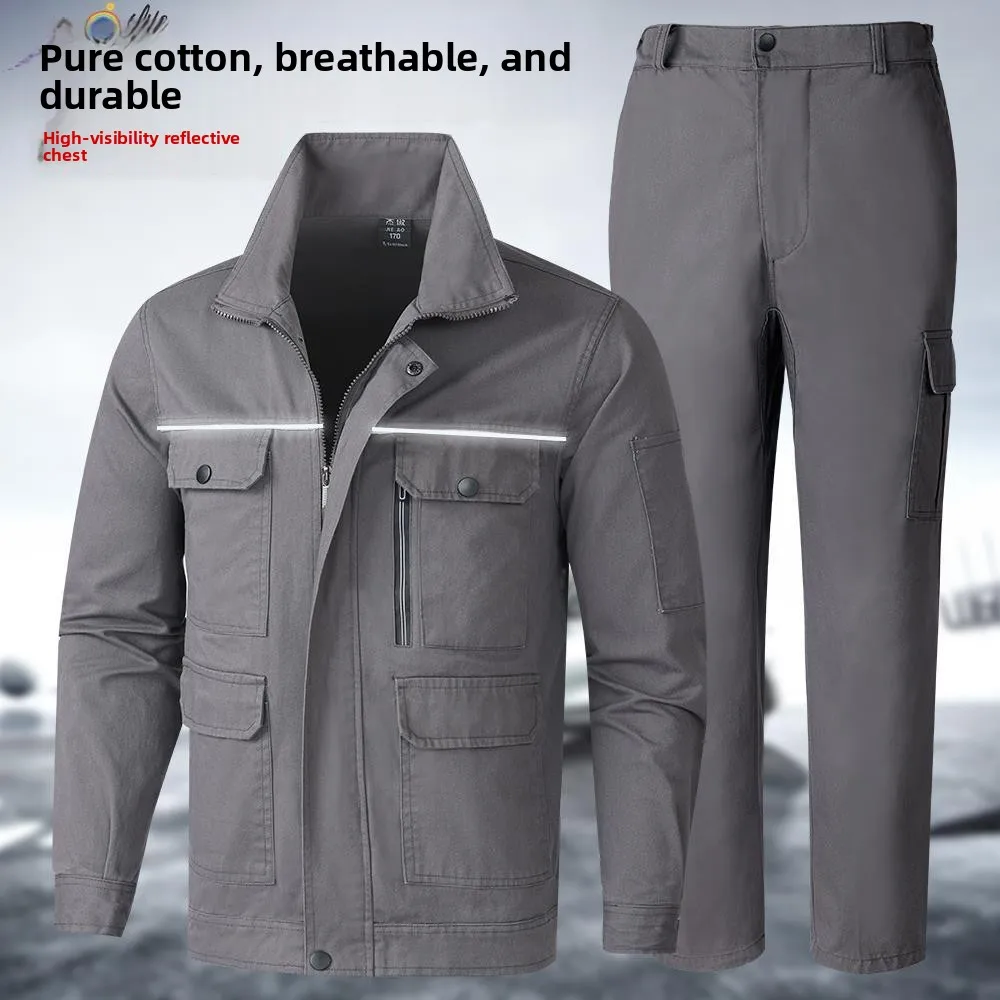 ensemble-de-travail-pour-hommes-en-pur-coton-resistant-a-l'usure-avec-bande-reflechissante-vetements-de-protection-du-travail-bleu-marine-pour-homme-femme