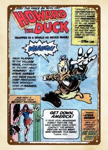 reproduction kitchen wall decor 1978 comic House Ads Howard Duck metal tin sign