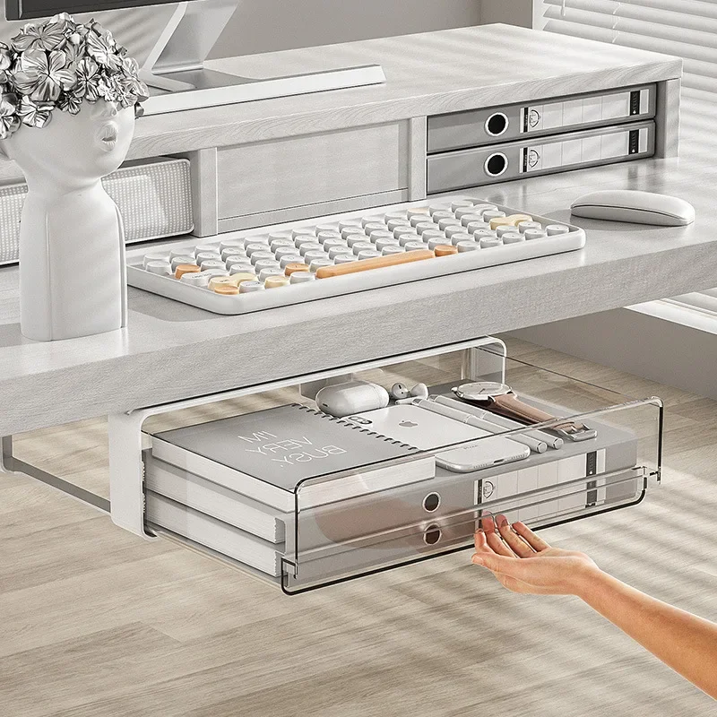 

Office Under Table Storage Drawer Punch Free Plastic Transparent Storage Drawer Large Capacity Wardrobe Underwear Organizer