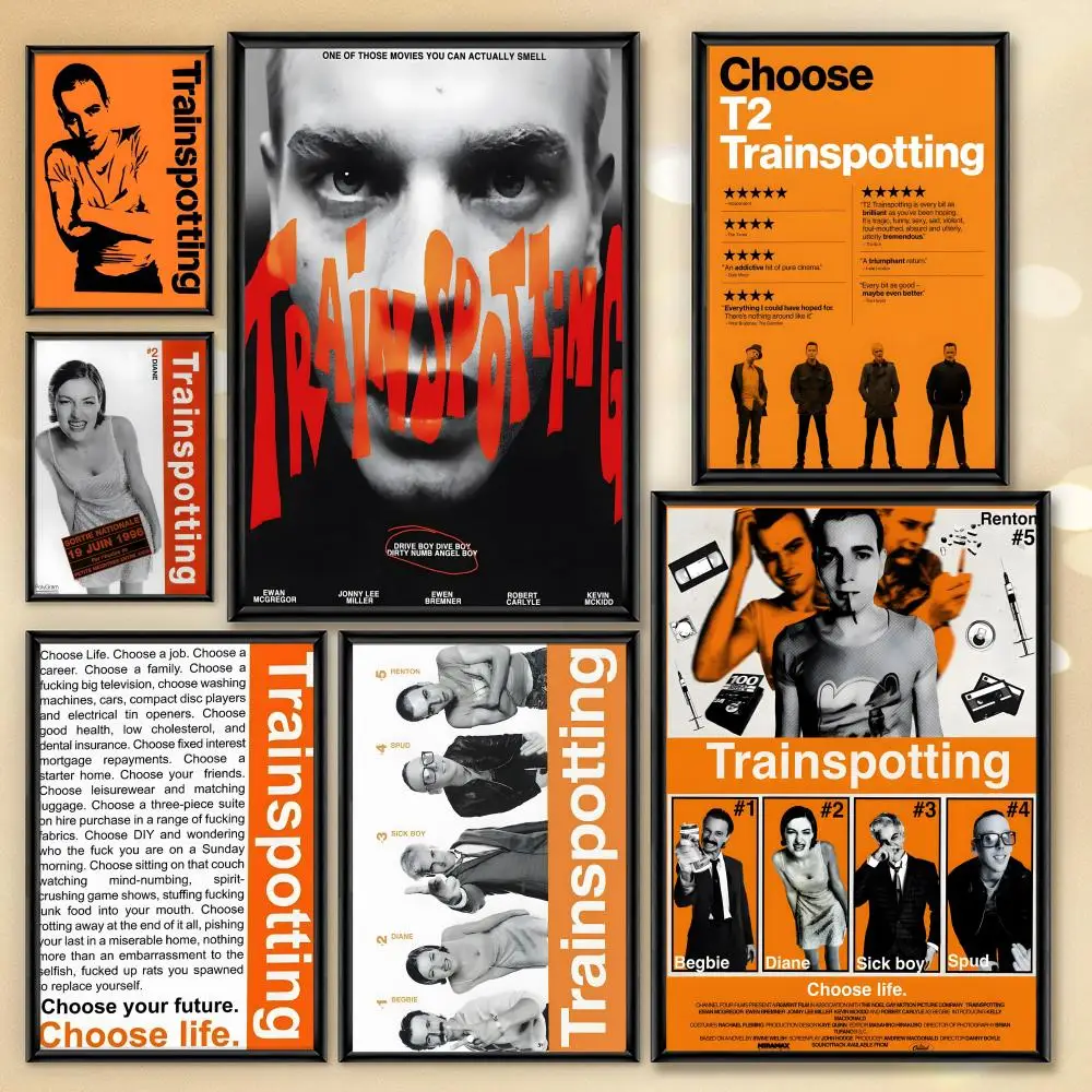 Trainspotting Póster de película clásica HD PVC Arte de pared impermeable - Autoadhesivo reutilizable para el bar de la oficina en casa
