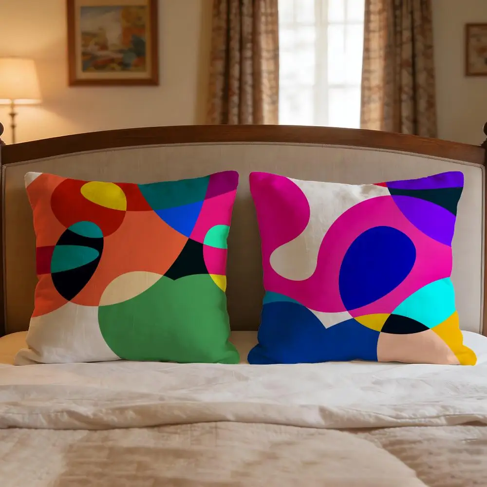 Art Abstract Curve Colors Cushion Cover 4Pcs Decorative Covers Soft Cushion Case for Sofa Couch Decor 40x40 45x45 Pillowcases