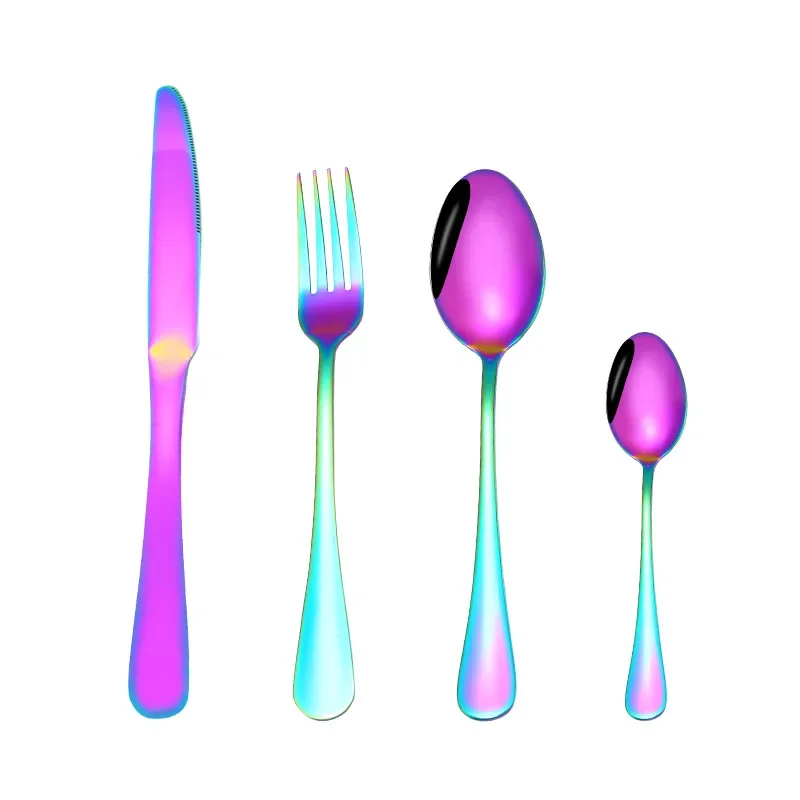 4pcs stainless steel tableware western food steak knife fork spoon dinning table set tableware reusable gold silverware set