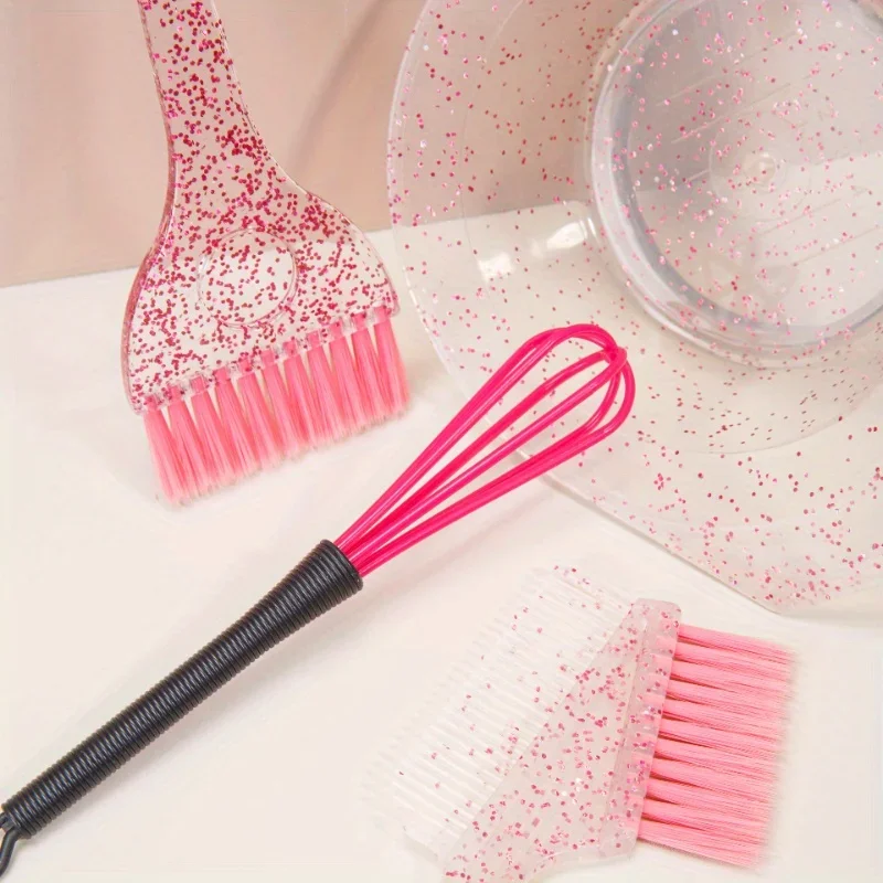 4pcs Hair Styling And Highlight Dyeing Set Sparkling Hair Dyeing Comb Oil Dyeing Brush Single Sided Soft Hair Pearl Dyeing Brush