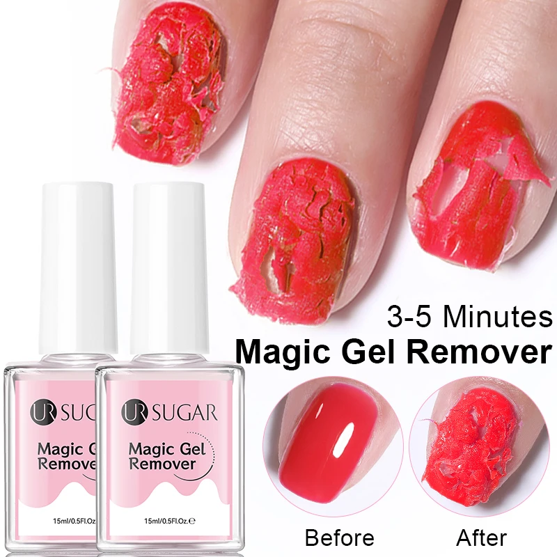 

UR SUGAR 15ml Magic Nail Gel Polish Remover 1/2pcs Clean UV Soak Off Semi Permanent Varnish Nail Art Quick Removal Tool Manicure