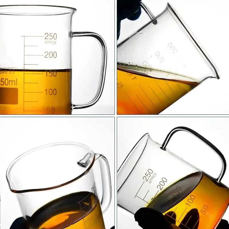 Hot Sale 50/100/150/250/500/1000ml Glass Measuring Cup With Handle Clear GraduatCup Heat-resistant Beaker Kitchen Baking Tools