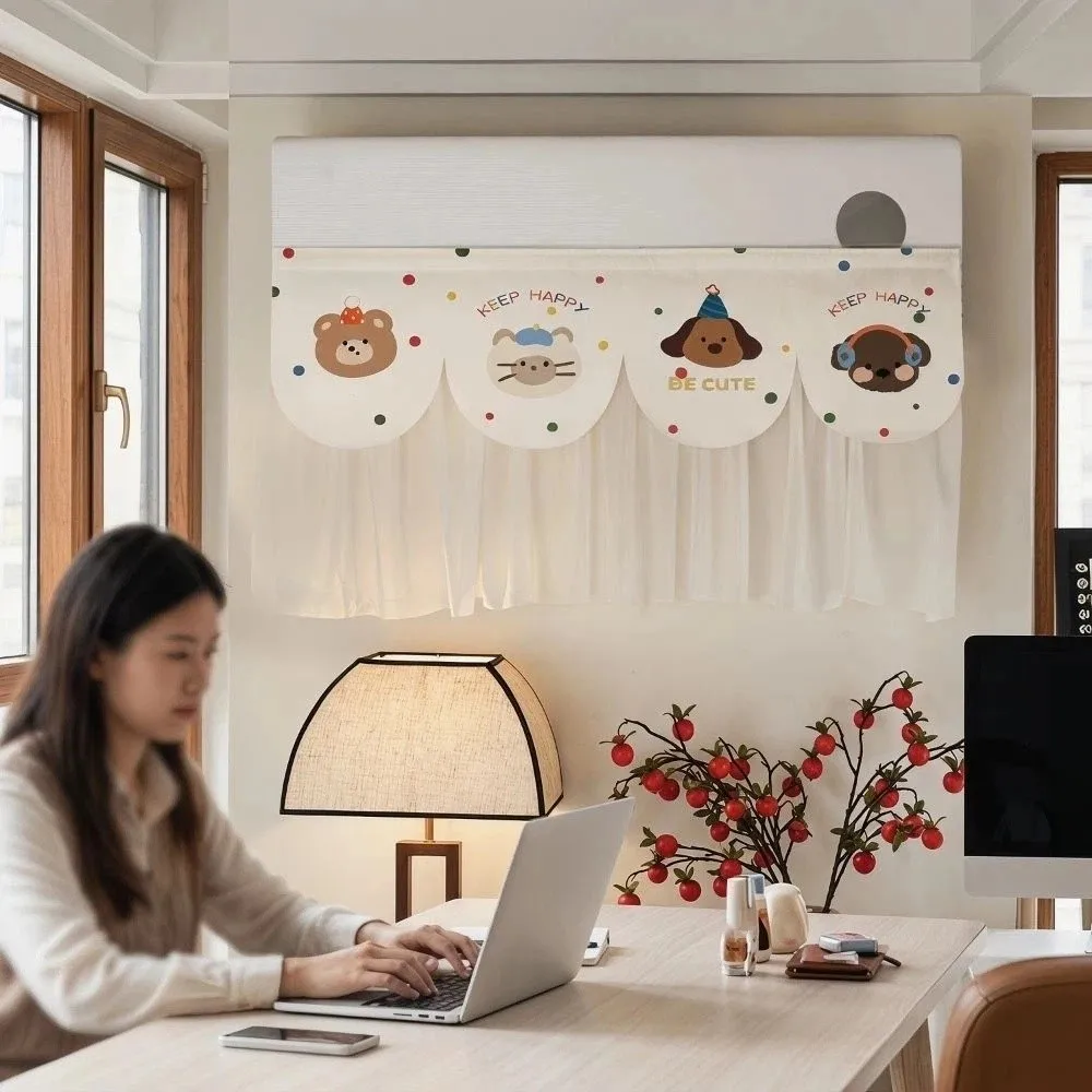 Cute Air Conditioning Wind Curtain Anti-Direct Blowing Adhesive Air Conditioner Guide Curtain Foldable No-punching