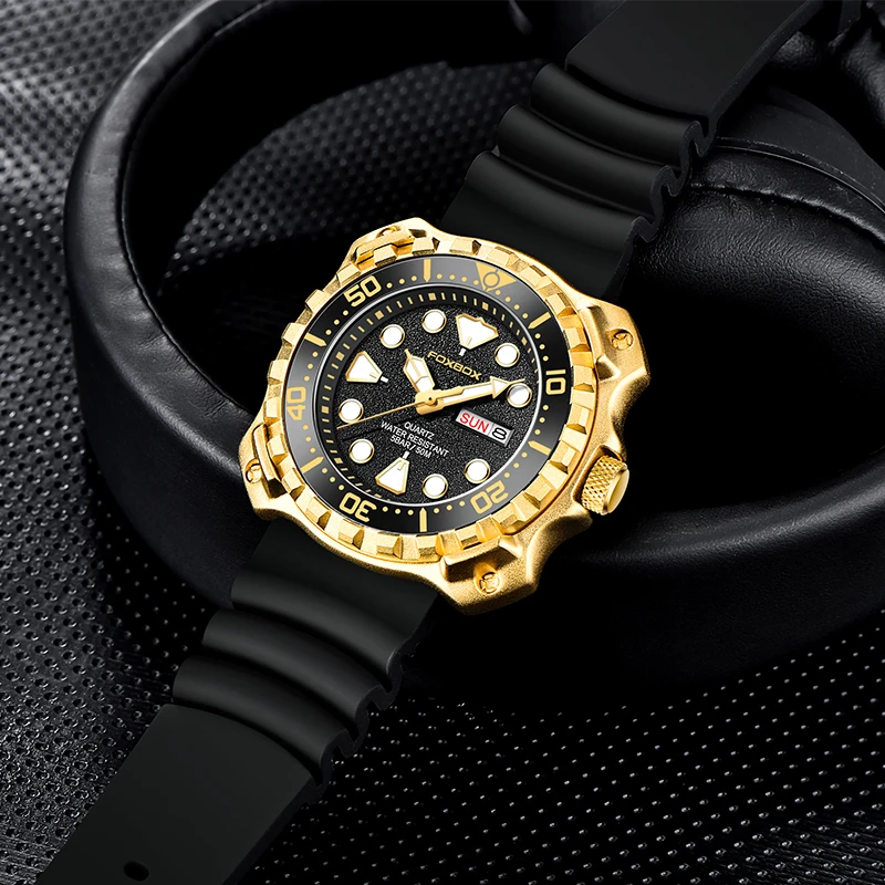 2025 LIGE موضة ساعات رجالي Foxbox العلامة التجارية الفاخرة الطلب الكبير ساعة رياضية للرجال مقاوم للماء ساعة مضيئة كوارتز تاريخ على مدار الساعة