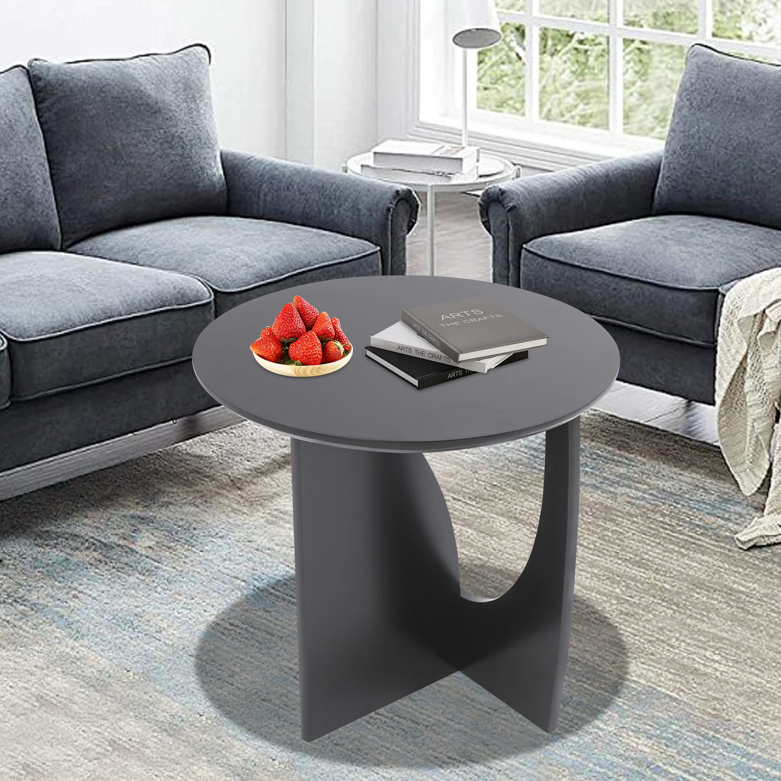 

Современный круглый приставной столик из массива дерева с грузоподъемностью 55 фунтов для гостиной, спальни, офиса