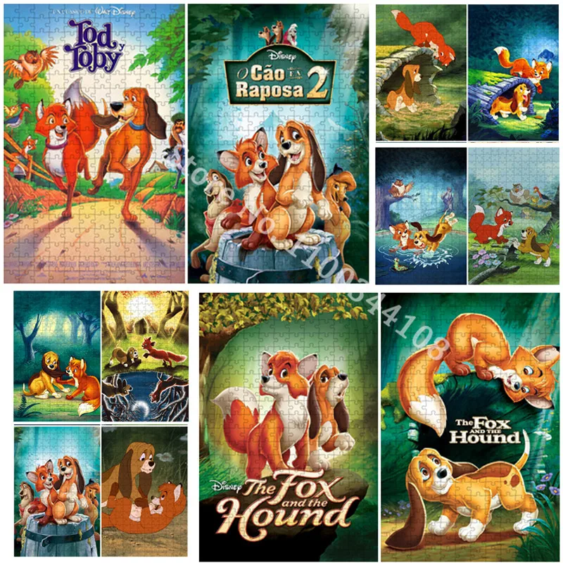 Disney The Fox and The Hound Jigsaw Puzzles 300/500/1000 Pieces Assembling Picture Puzzles Toys for Adults Children Kids Games