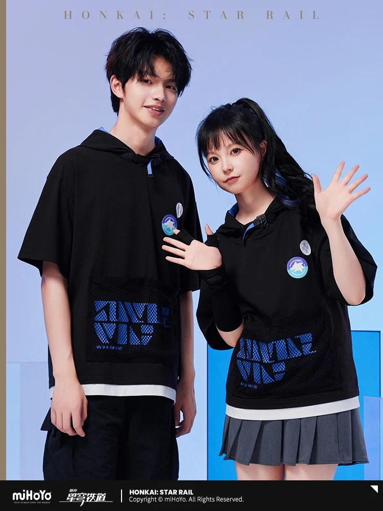 MiHoYo Official Honkai: Star Rail Silver Wolf Cosplay Tees Cotton Short Sleeve T-shirt Unisex Hoodie Couple Daily Wearing Tops