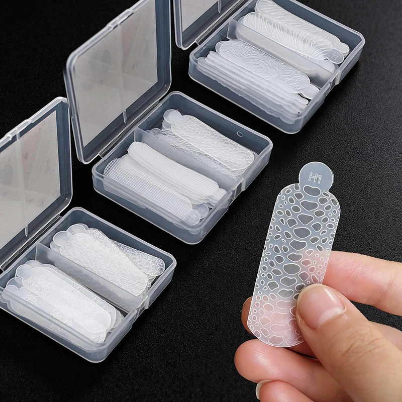 HOT! 24pcs/Box 3D French Nail Sticker Reusable Dual Forms Nail Crystals Silicone Molds Forms For Quick Carving Manicure Tool
