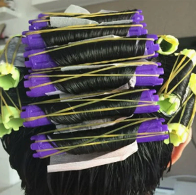 6/9pcs No Heat Hair Curler Set Plastic Perm Rods Cold Wave Rollers Curlers with Steel Pintail Comb Hairdressing Styling Tools