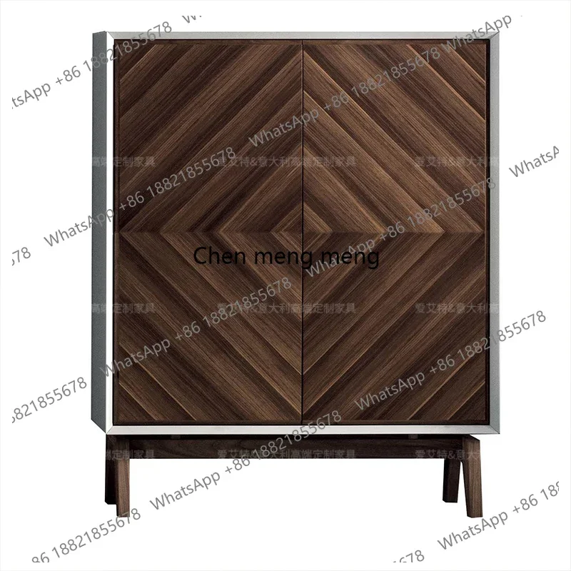 

Italian minimalist veneer parquet dining side locker living room wine cabinet high-end decorative cabinet