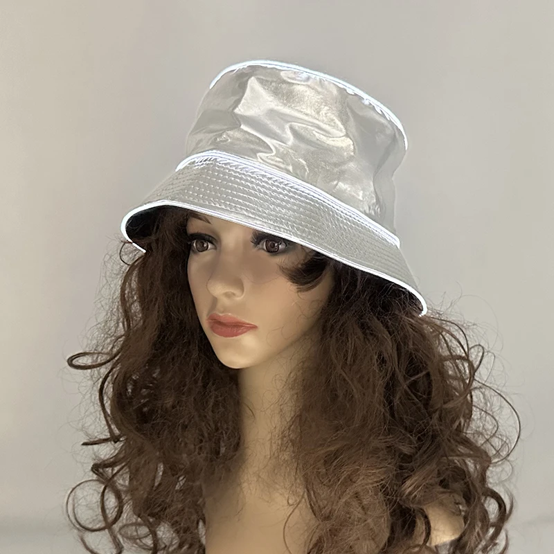 LED Fashion Fishermen Caps NightClub Casual Holiday Trendy Decorations Glowing Golden Bucket Hats Blinky Lights Silvery Hat