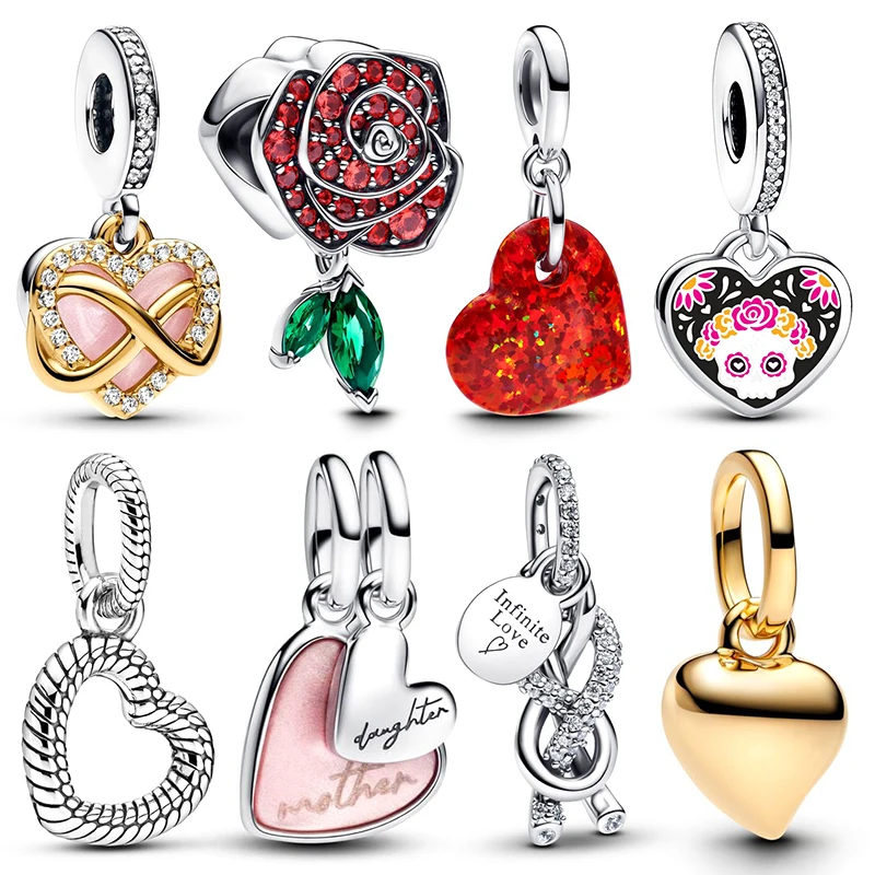 

2025 New in Heart Pendant Charm Bead Fits 3mm Bracelets Bangle Necklace For Women Luxury DIY Jewelry Daily Party Festival Gifts