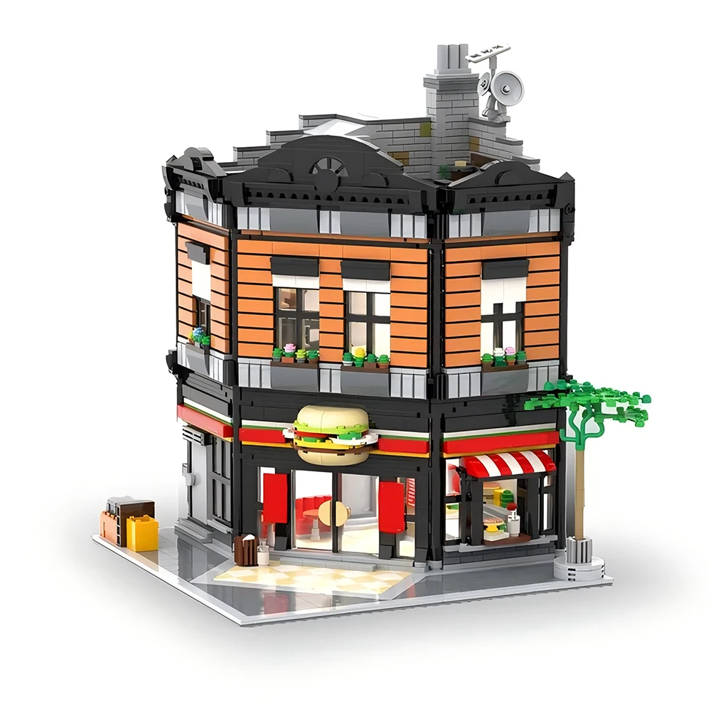 2366PCS City Hot Selling Street View Moc Modular Burger Restaurant Building DIY creative ideas Children Toy birthday Gift Blocks