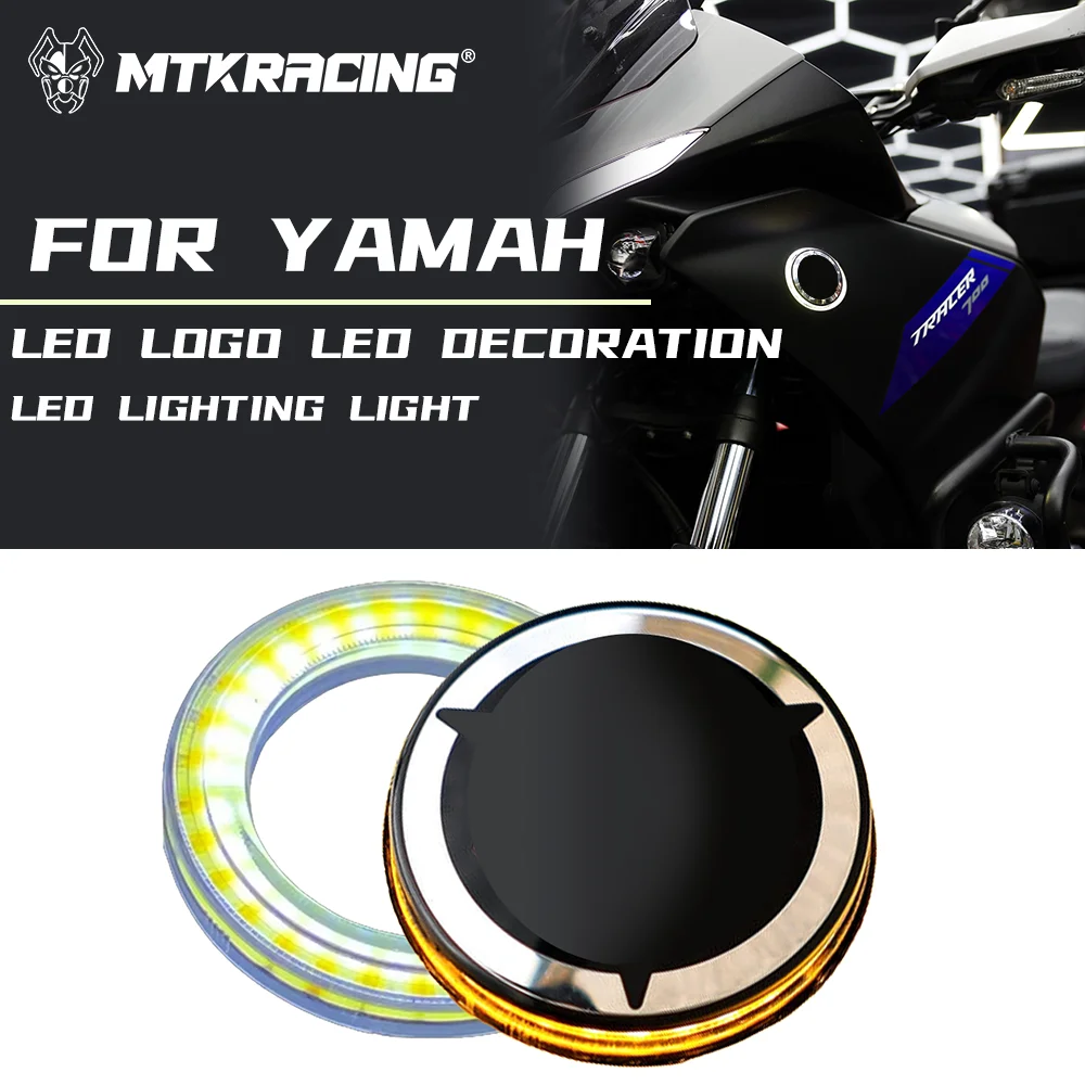 MTKRACING For YAMAHA LED Angel Eyes 50mm Motorcycle Lights COB Circle Waterproof White/Yellow Ring Light Logo