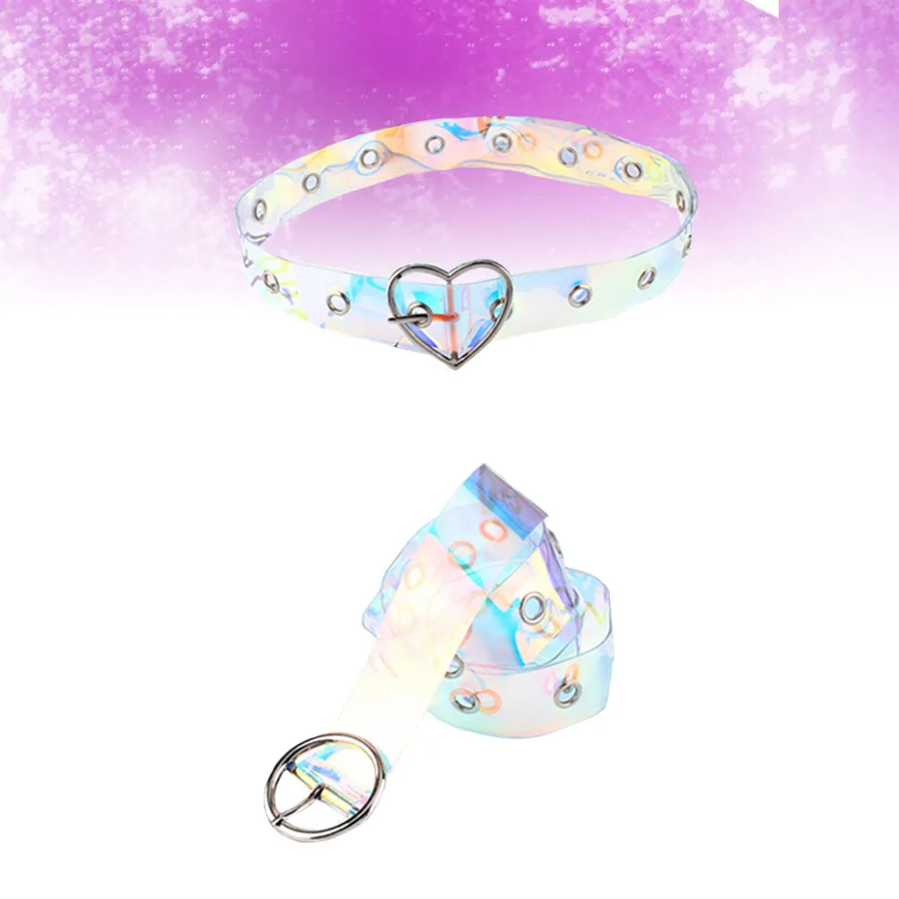 2 قطعة أحزمة النساء شفافة البلاستيك أحزمة الخصر لامعة موضة الحب شكل مشبك دائري السراويل الأنيقة اكسسوارات للاستخدام اليومي #4