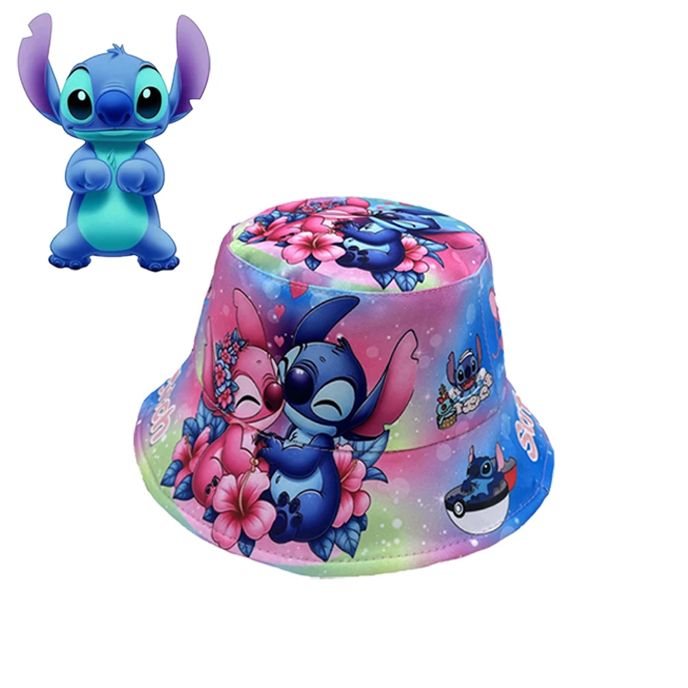 Lilo Stitch Hut Fischer Kappe Faltbare Eimer Hüte Cartoon Nettes Kind Outdoor Sonnenschutz Schatten Jungen Mädchen Meer Strand Reise Kappen