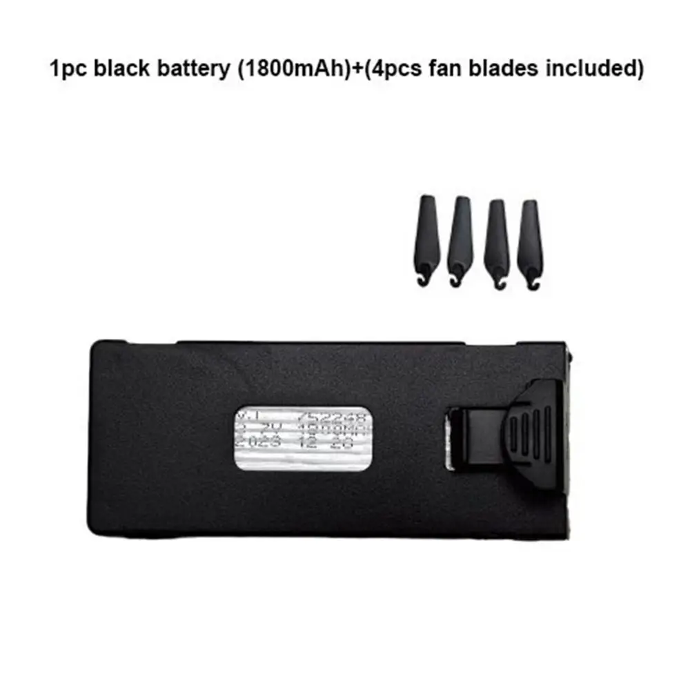 Black Lithium Battery 3.7V1800mAh Large Capacity Universal USB Charging Cable for E88 e88PRO E99 E525 S89 Drone