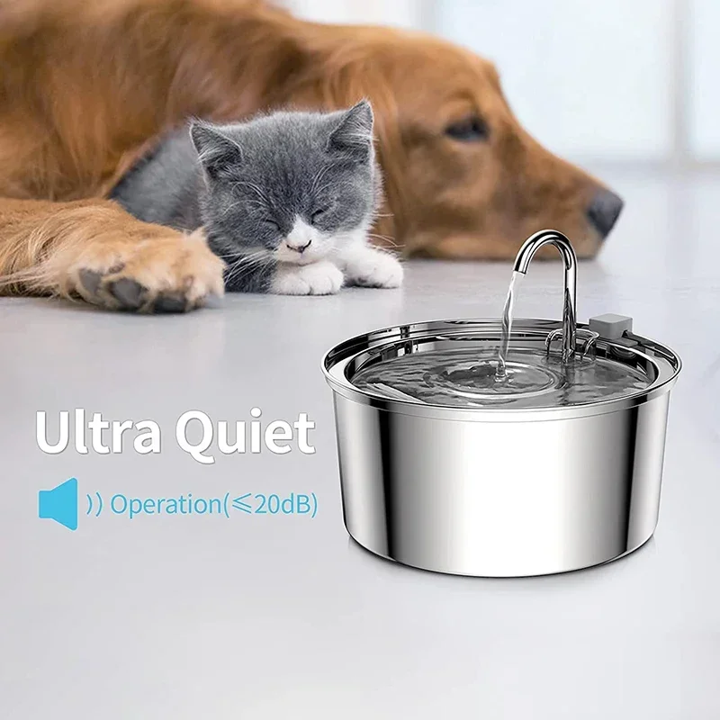 

NEW Stainless Steel Cat Water Fountain, 3.2L Automatic Pet Fountain Dog Water Dispenser for Cats Dogs Multiple Pets