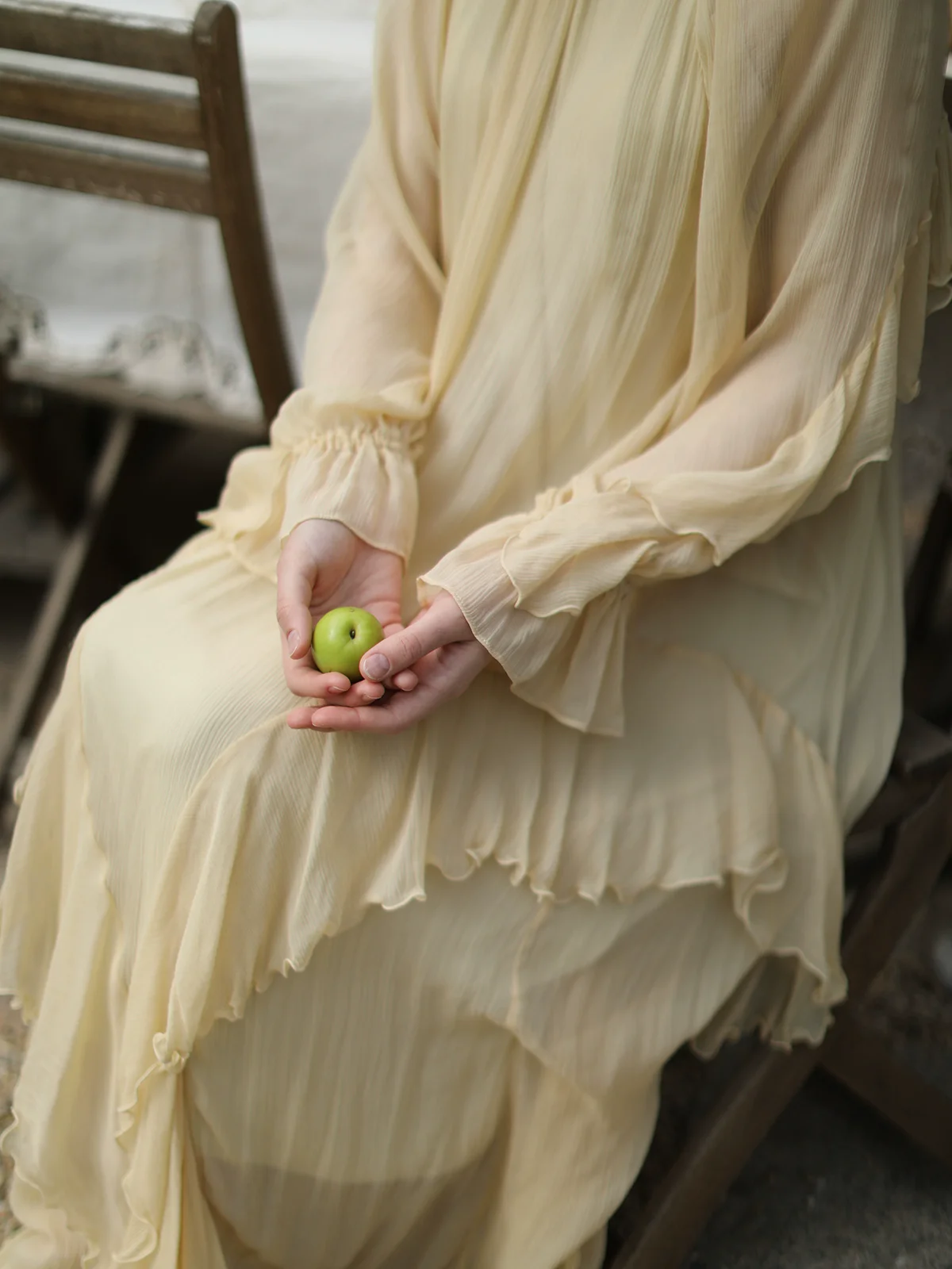 

Весенне-летний женский шелк, телесный розовый абрикос, трехмерная юбка с бахромой по краю, плавающее свободное платье феи с листьями лотоса