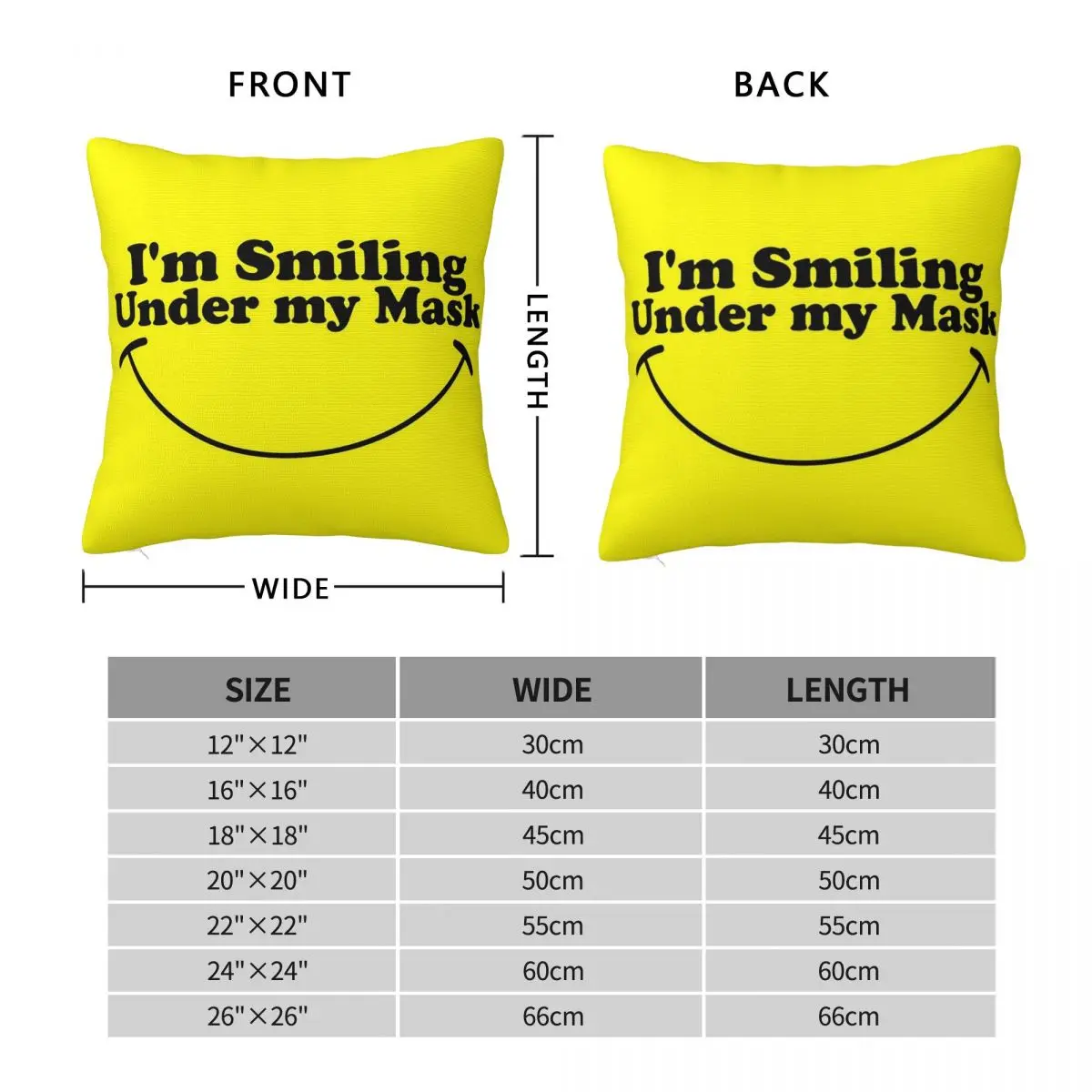 I'm Smiling Under My Mask Square Pillowcase Pillow Cover Polyester Cushion Decor Comfort Throw Pillow for Home Car