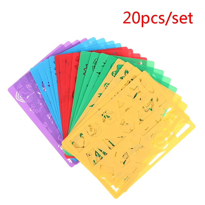 20 個幾何学スパイログラフ描画ステンシルセット絵画テンプレート定規アートクラフト子供子供教育玩具女の子男の子ギフト