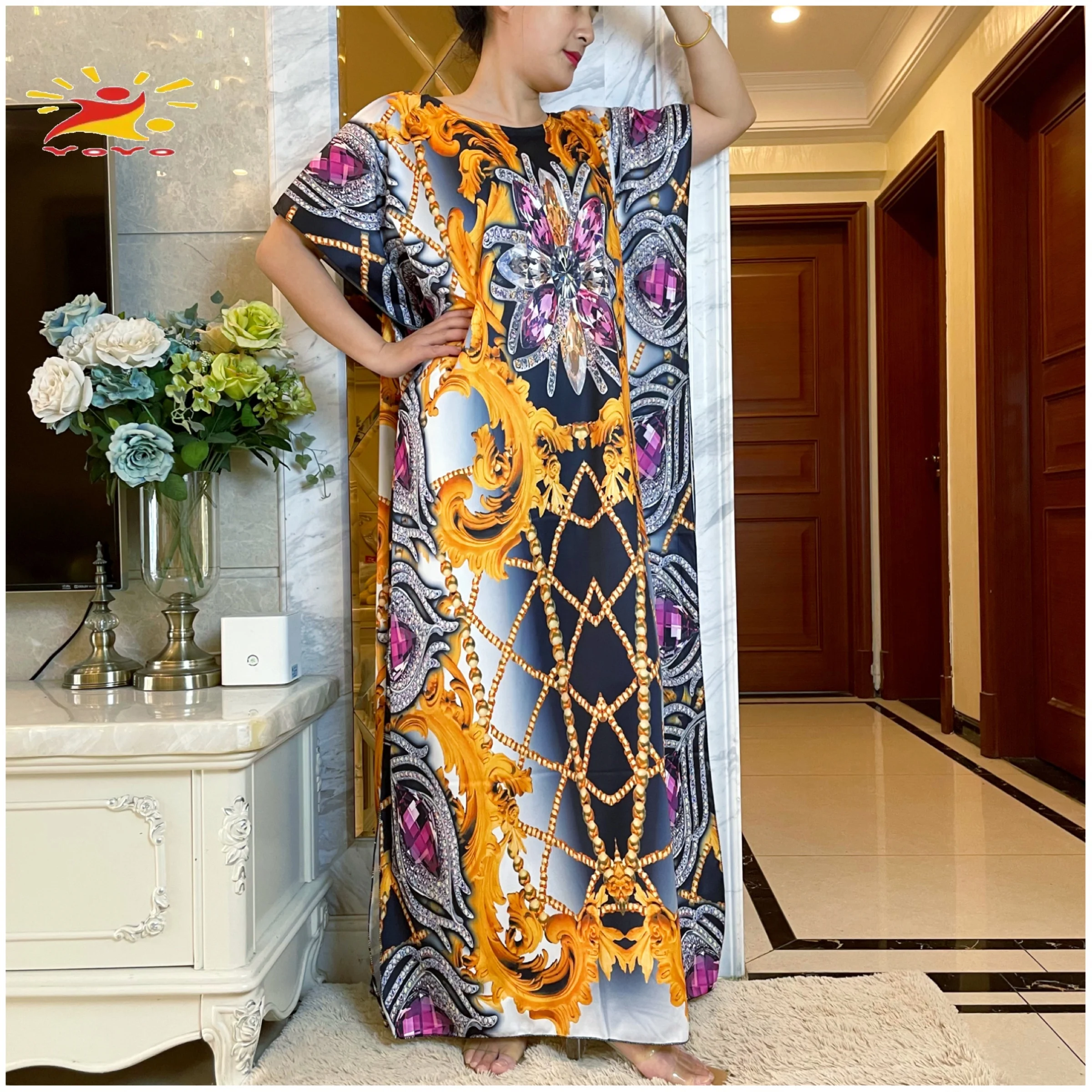 

2022 Women's Summer New Style Bohemian Fashion Print Stitching Dress Islamic Turkey Long Skirt Dubai Middle East Fashion Ladies