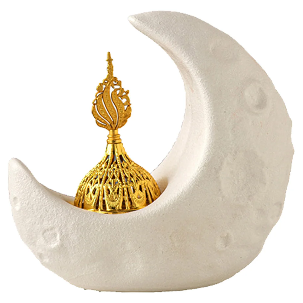 

Ceramic Moon Shaped Incense Holder Desktop Burner Aromatherapy Furnace Incense Cone Censer Decor Handy Censer Desktop Burner