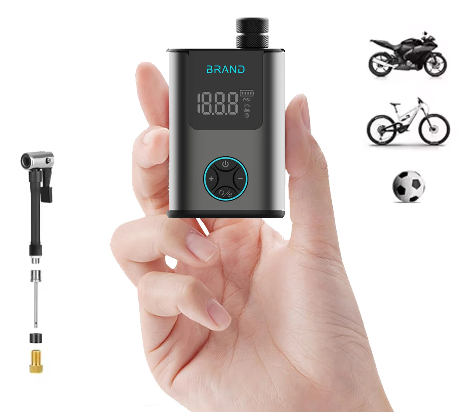 

Electric Cordless Mini Bicycle Pump Air Bike Tyre Inflator With Schrader Valve Made Of Plastic