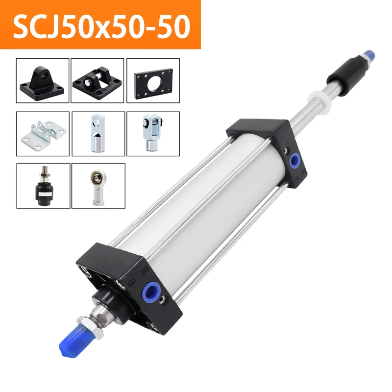 

SCJ50x50-50 Standard Pneumatic Cylinder Bore 50mm Double Acting Air Cylinders Adjustable Stroke 0-50mm Large Thrust