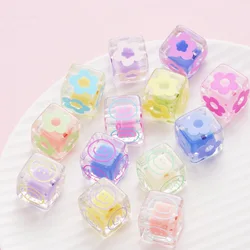CH19 16mm Flower Smiling Face Beads Middle Square Beads Loose Handstring Beads Accessories DIY Hair Rope Accessories
