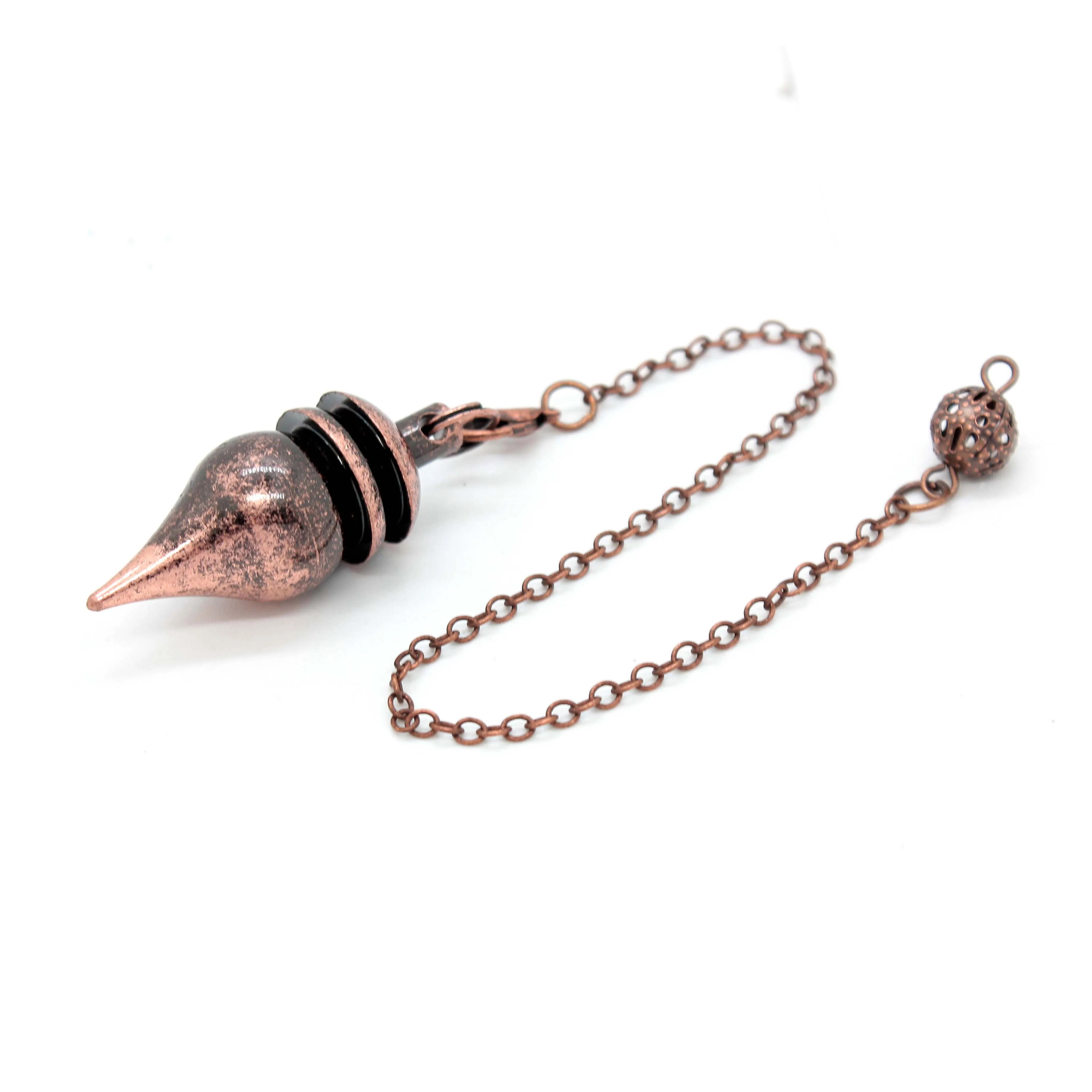 Metal Pendulums for Dowsing Divination Wicca Tool Spiritual Round Ball Cone Rose Gold Color Copper Pendulum Healing Pendulos