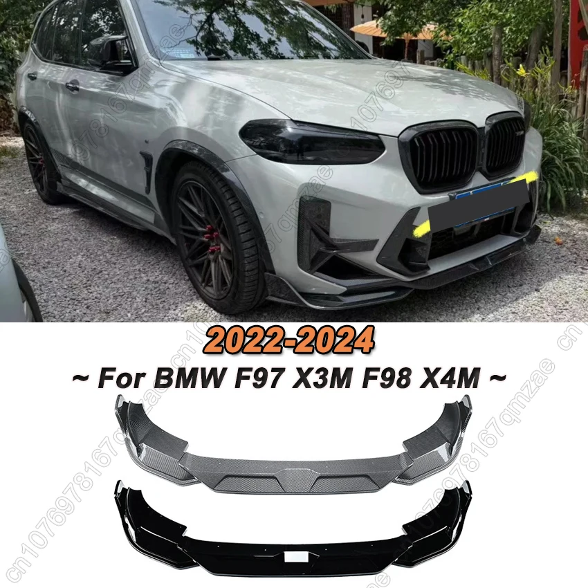 Labio de alerón de parachoques delantero negro brillante para BMW F97 X3M F98 X4M LCI 2022 2023 2024, Kits de carrocería divisores protectores inferiores