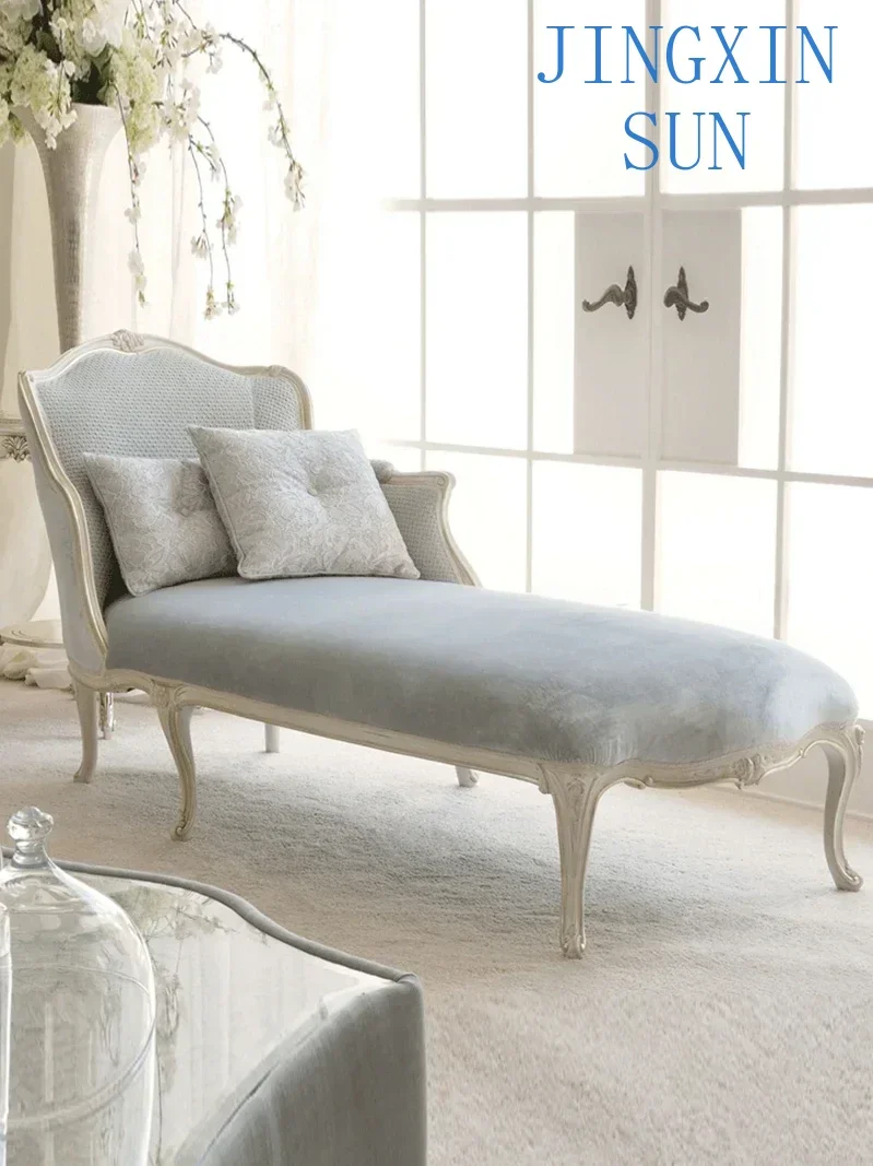 French luxury chaise continental neoclassical beauty couch fabric soft bag lazy sofa American solid wood lounge chair