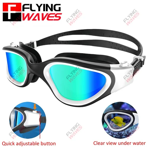 Imagen 1 del producto Gafas de natación recubiertas para mujeres y hombres, antivaho, anti UV, unisex, para adultos, ajustables rápidos, de silicona, para nadar y bucear