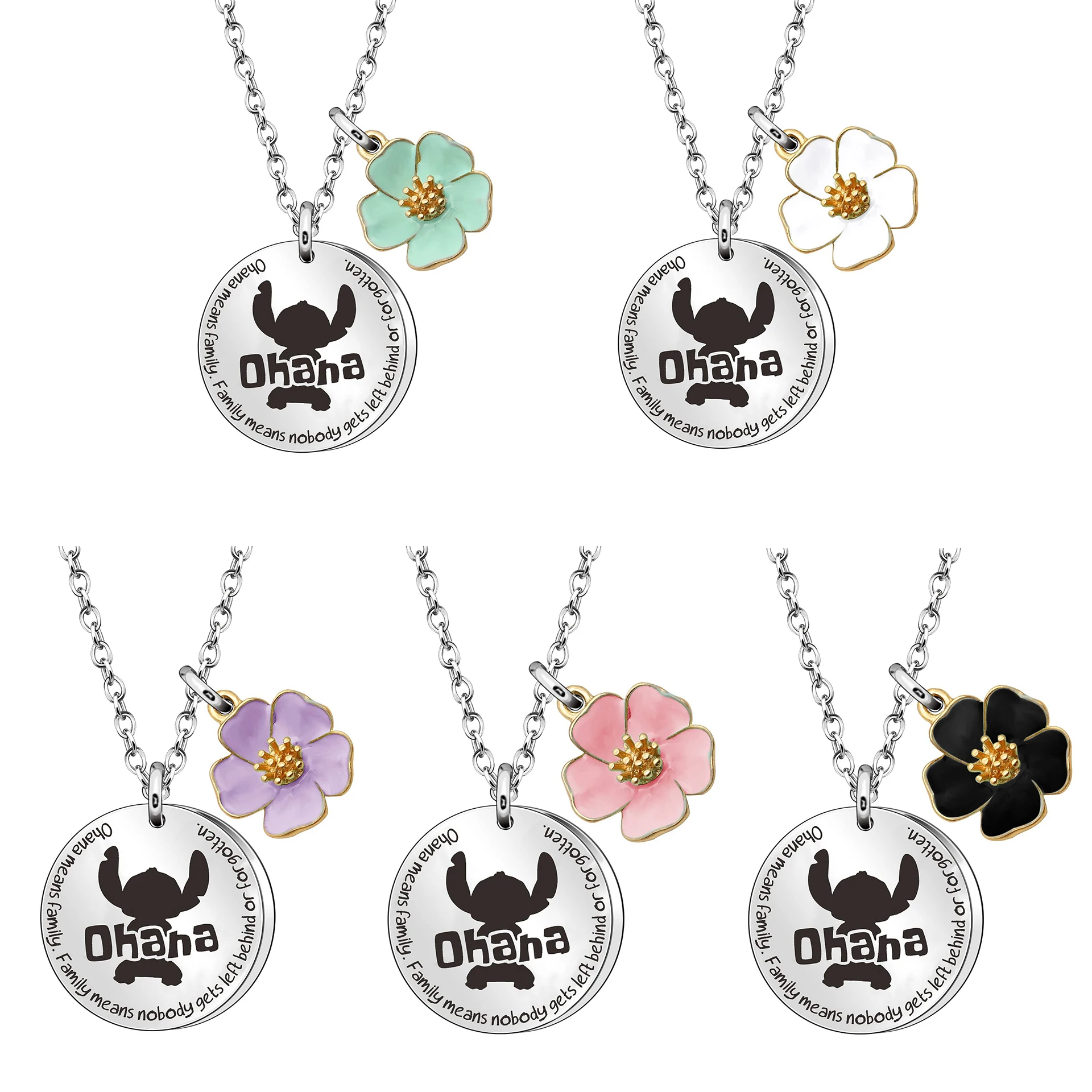 Disney Lilo & Stitch Necklace For Women Cute Cartoon Angle Pendant Necklaces Girls Charms Jewelry Accessories Kids Birthday Gift